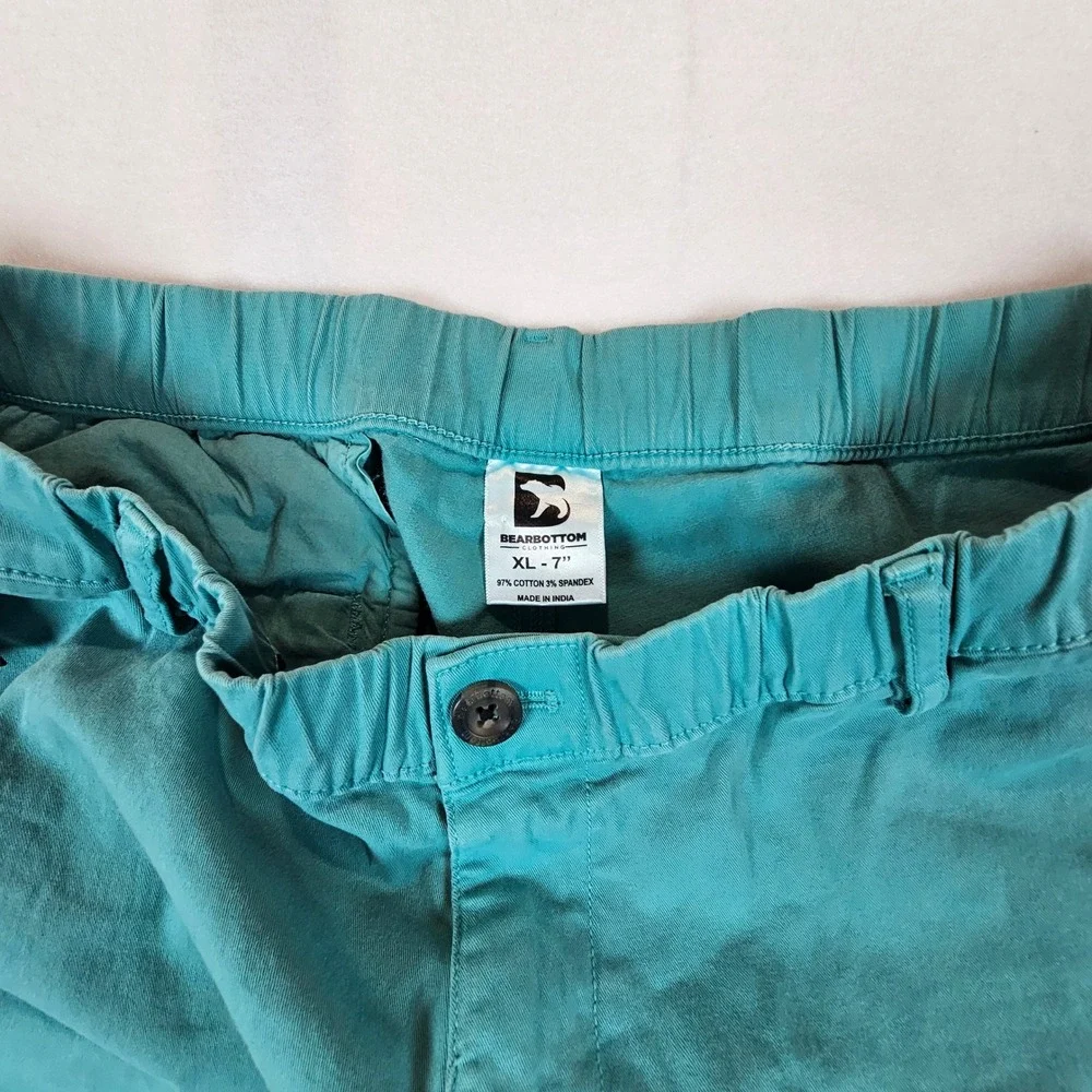 Bearbottom Stretch Shorts Marine Teal Blue Mens XL 7 Inch Inseam NWT